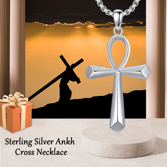 Sterling Silver Ankh Pendant Necklace-2