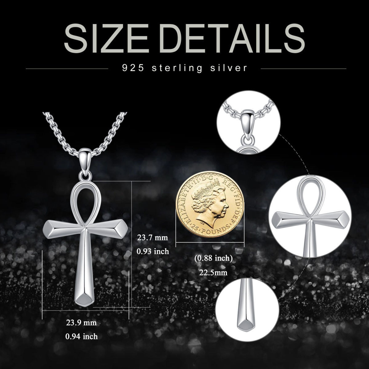 Sterling Silver Ankh Pendant Necklace-6