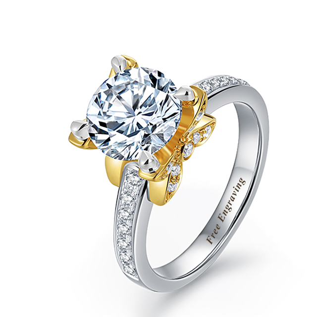 14K White Gold & Yellow Gold Moissanite Circle Engagement Ring-0