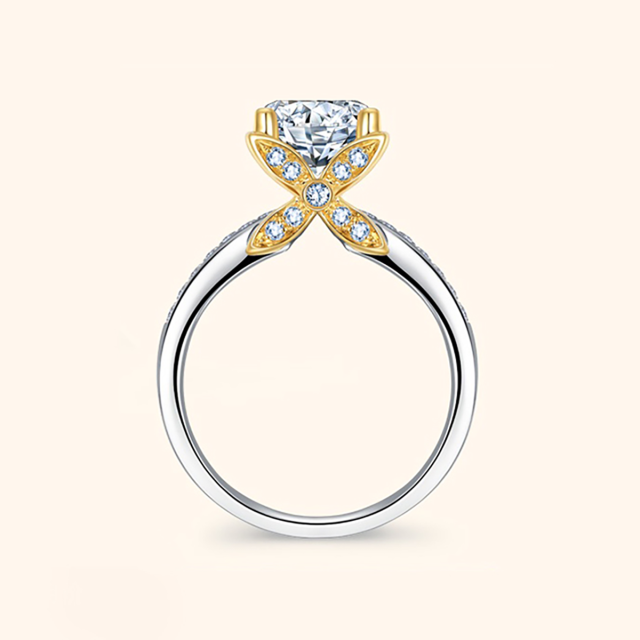 14K White Gold & Yellow Gold Moissanite Circle Engagement Ring-2