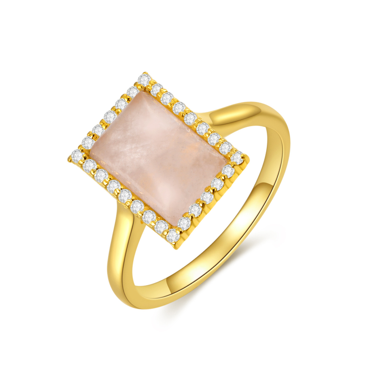 10K Gold Princess Pink Rose Quartz Ring-1