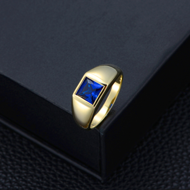 Personalized 10K Gold Square Zircon Ring Party Jewelry Gifts For Men-4