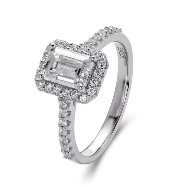 Anello di fidanzamento quadrato in moissanite a forma di principessa in argento sterling-1