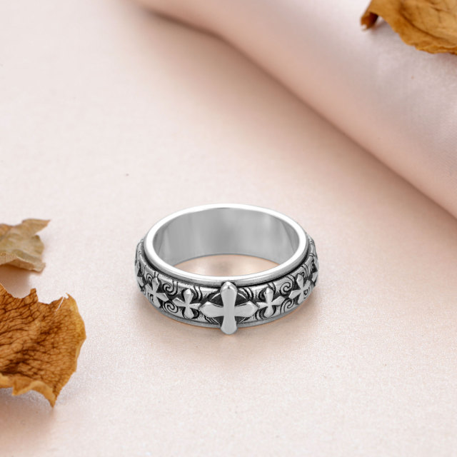 Sterling Silver Cross Spinner Ring-3