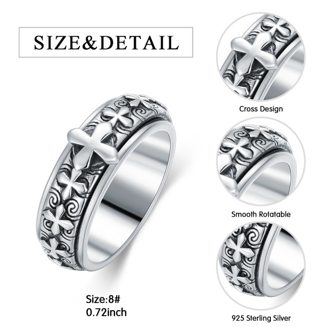 Sterling Silver Cross Spinner Ring-6