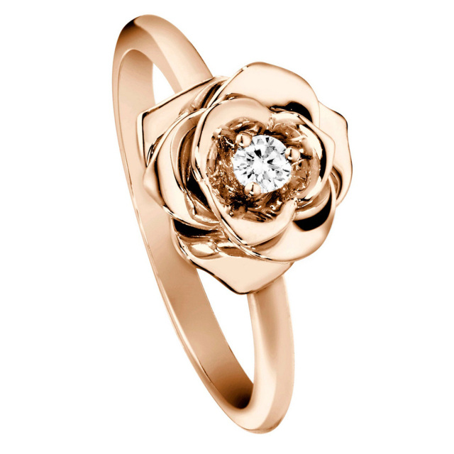 Sterling Silver with Rose Gold Plated Circular Shaped Lab Created Diamond Rose Engagement Ring-1