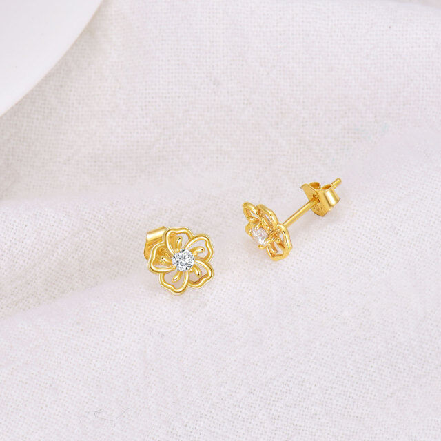 10K Gold Flower Rose Stud Earrings for Women Girls Rose Jewelry Gifts for Birthday Christmas-3