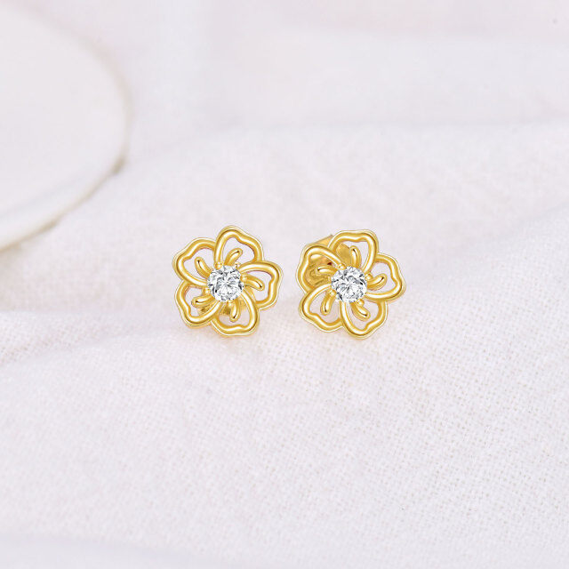 10K Gold Flower Rose Stud Earrings for Women Girls Rose Jewelry Gifts for Birthday Christmas-2