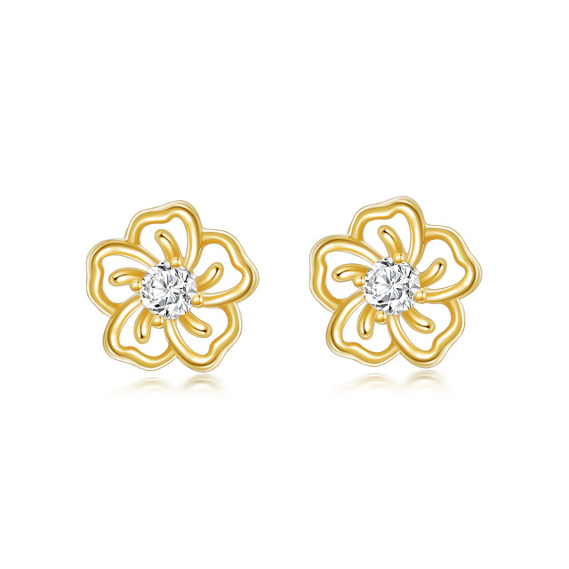10K Gold Flower Rose Stud Earrings for Women Girls Rose Jewelry Gifts for Birthday Christmas-0