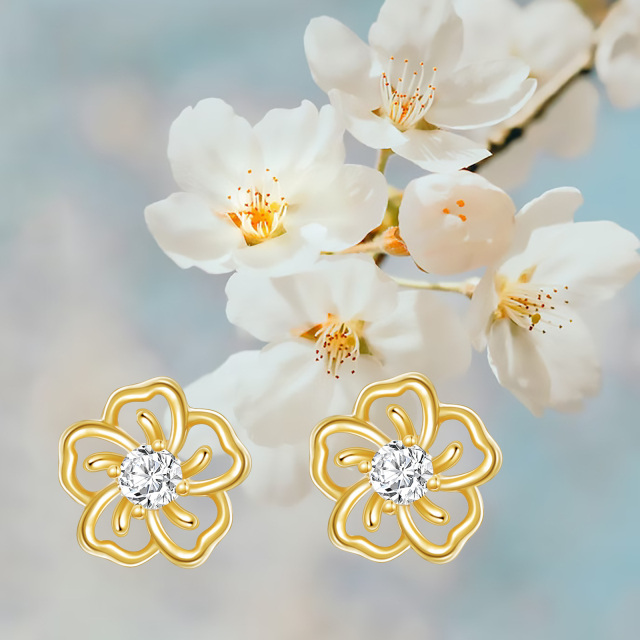 10K Gold Flower Rose Stud Earrings for Women Girls Rose Jewelry Gifts for Birthday Christmas-4
