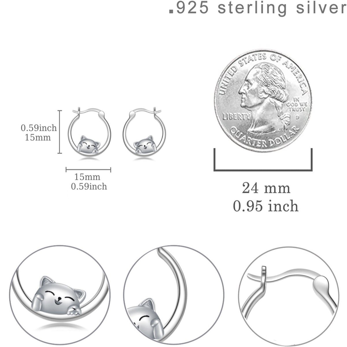 Sterling Silber Glückskatzen-Ohrringe-5
