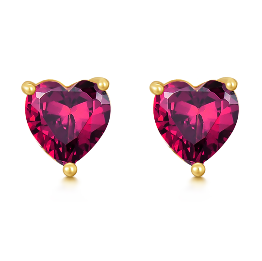 14K Gold Heart Shaped Cubic Zirconia Heart Stud Earrings