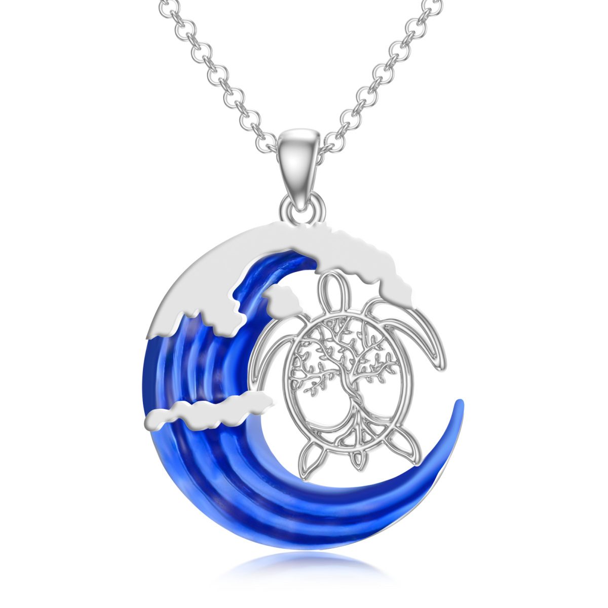 Sterling Silver Sea Turtle Pendant Necklace-1