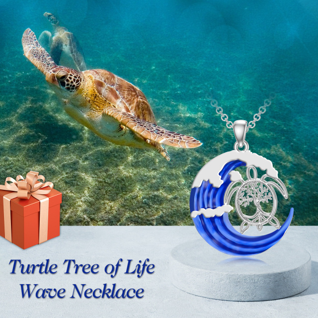Sterling Silver Sea Turtle Pendant Necklace-3