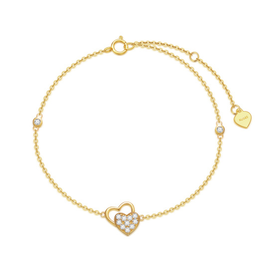 14-karatowa złota bransoletka z zawieszką w kształcie serca z cyrkoniami