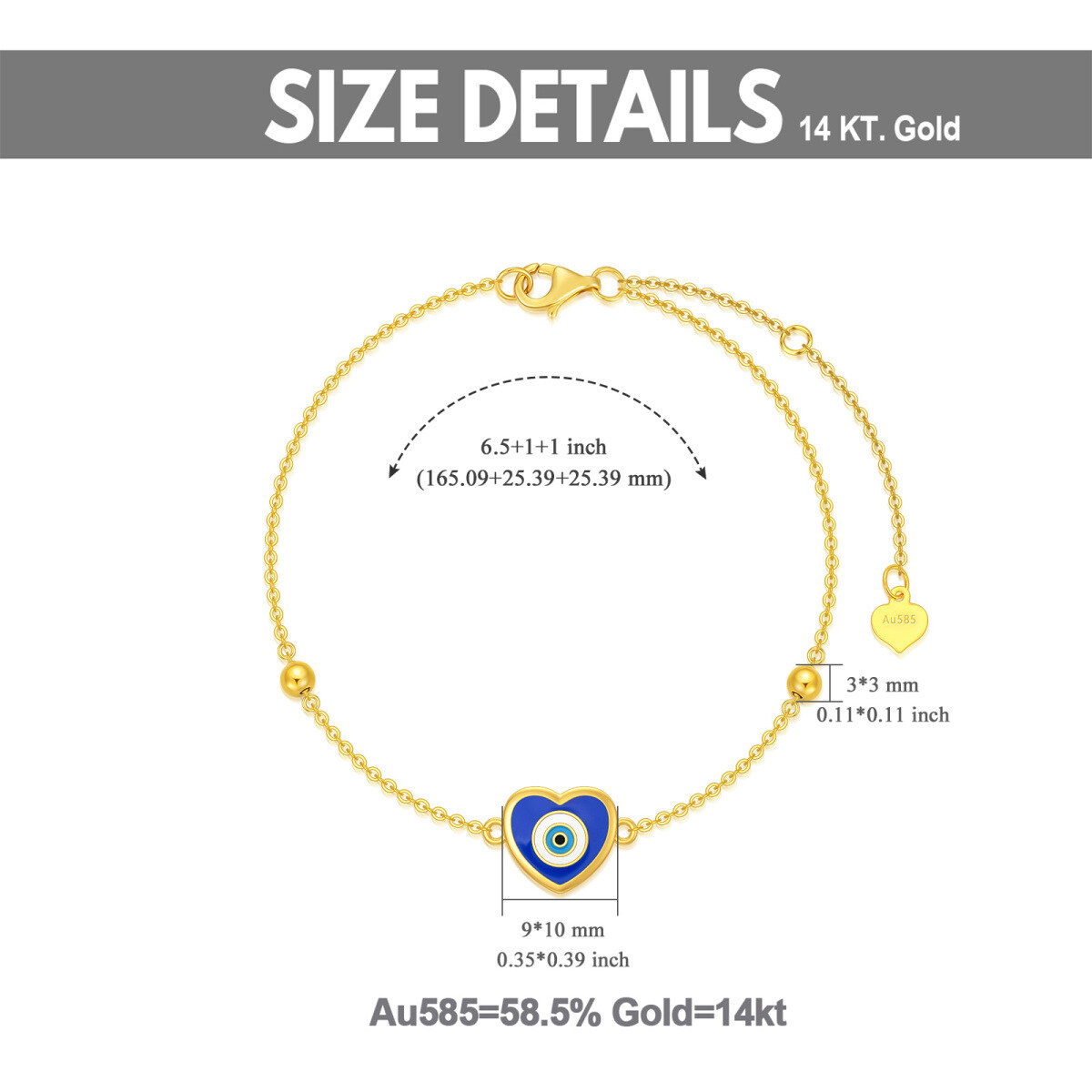 14K Gold Evil Eye Anhänger Armband-5