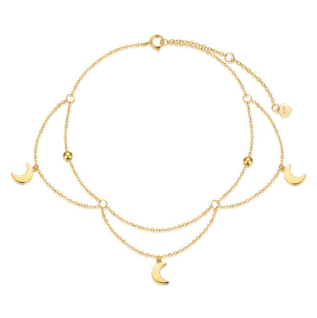 Bracelets de cheville en forme de lune en or 14 carats pour femmes, cadeaux de bijoux de pied pour anniversaire, Noël-0