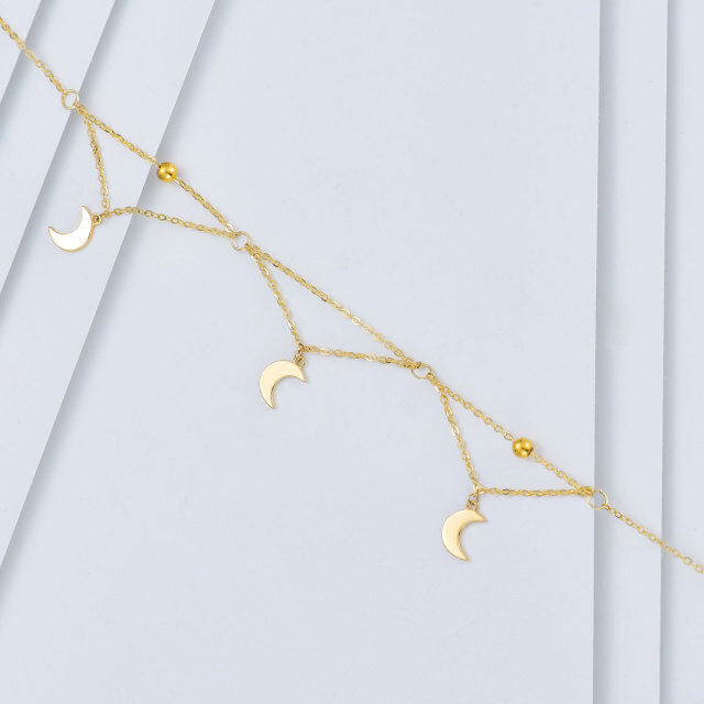 Bracelets de cheville en forme de lune en or 14 carats pour femmes, cadeaux de bijoux de pied pour anniversaire, Noël-1