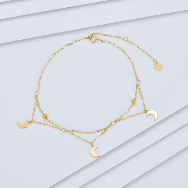 Bracelets de cheville en forme de lune en or 14 carats pour femmes, cadeaux de bijoux de pied pour anniversaire, Noël-2