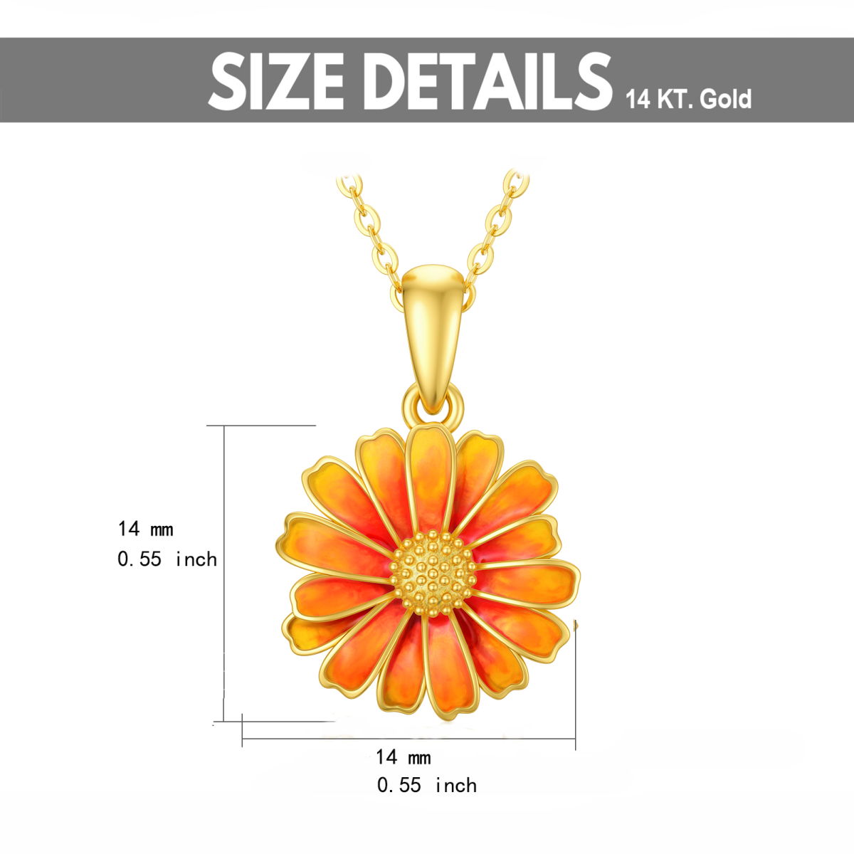 Collier à pendentif marguerite en or 14K-6