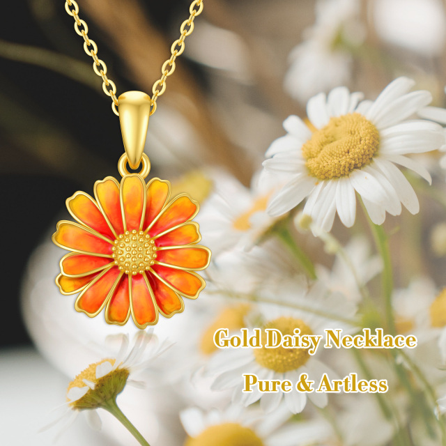 14K Gold Daisy Pendant Necklace-2