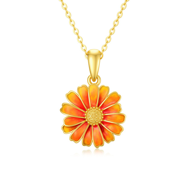 14K Gold Daisy Pendant Necklace-0