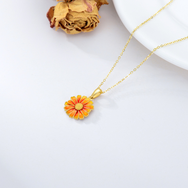 Colar de flor margarida em ouro 14K, joia floral, presente para mulheres e meninas-3