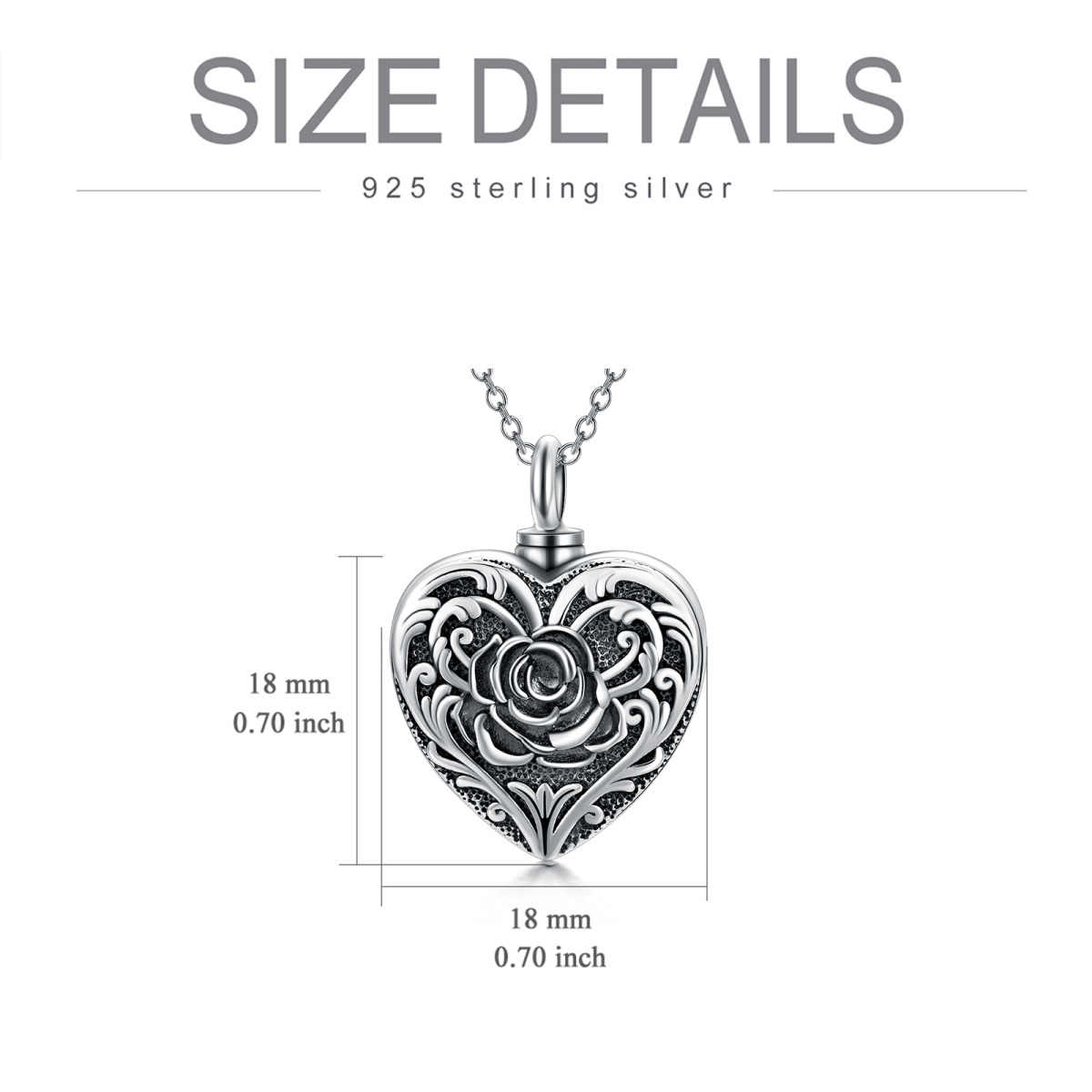 Joyería de cremación personalizada para cenizas, collar de cenizas de urna de flor de rosa de plata esterlina-6