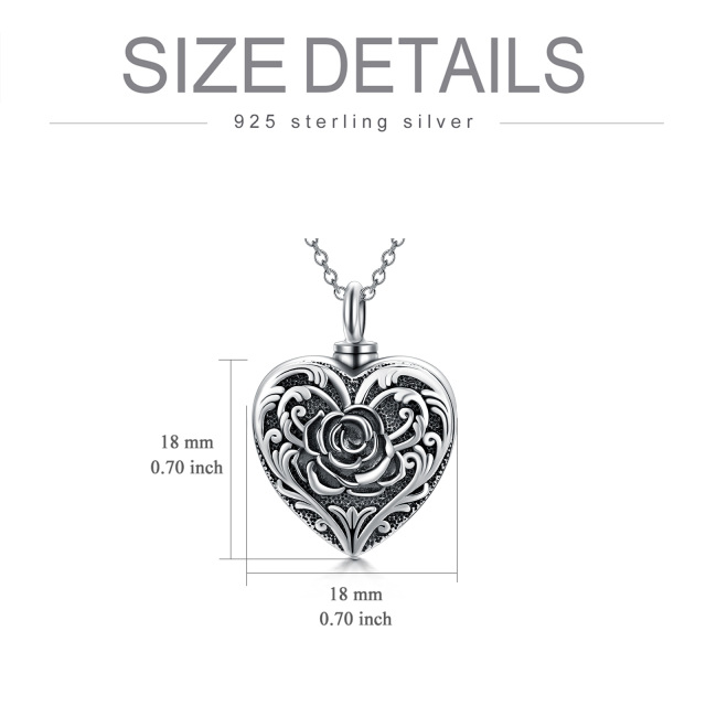 Sterling Silver Rose Urn Necklace for Ashes with Engraved Word-5