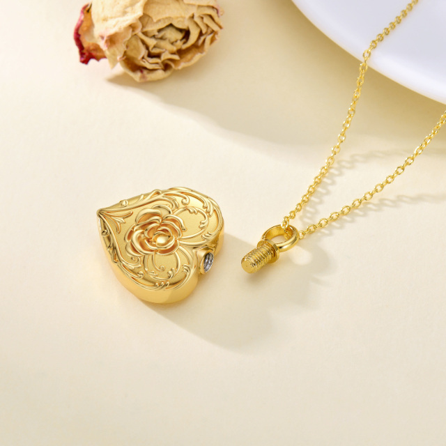 Sterling Silver with Yellow Gold Plated Rose Urn Necklace for Ashes-2