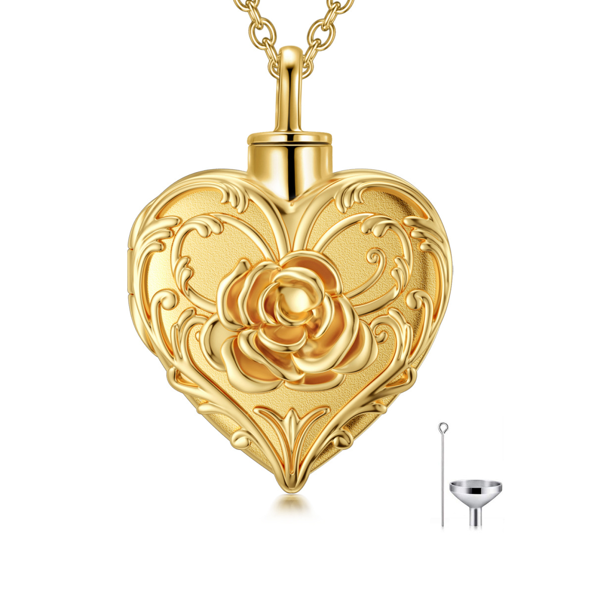 Sterling Silver with Yellow Gold Plated Rose Urn Necklace for Ashes-1