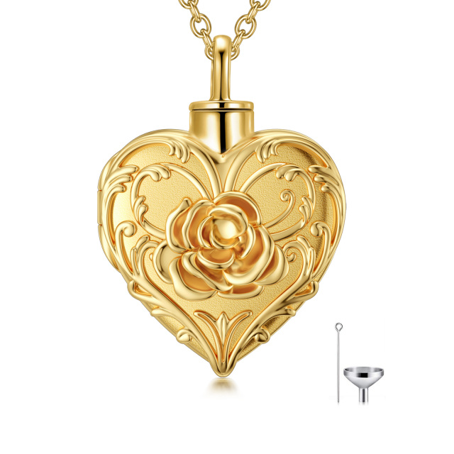 Sterling Silver with Yellow Gold Plated Rose Urn Necklace for Ashes-0