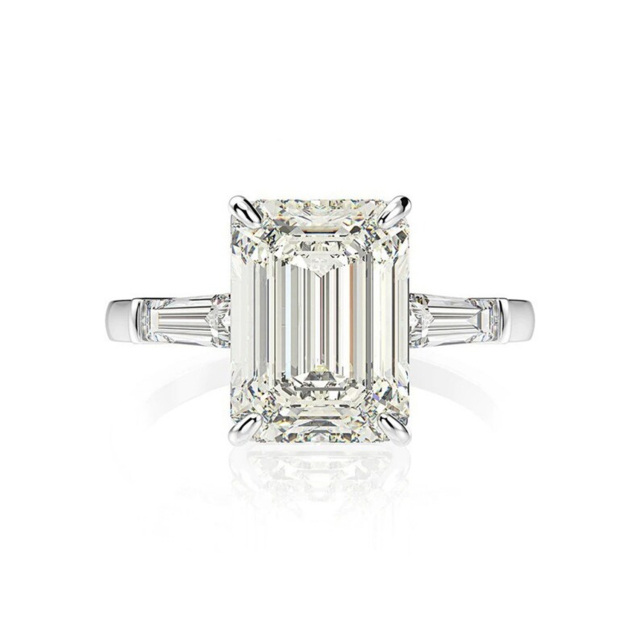 Sterling Silver Square/Princess Square Moissanite Square Engagement Ring-2