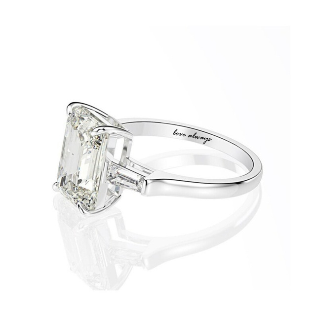 Sterling Silver Square/Princess Square Moissanite Square Engagement Ring-3
