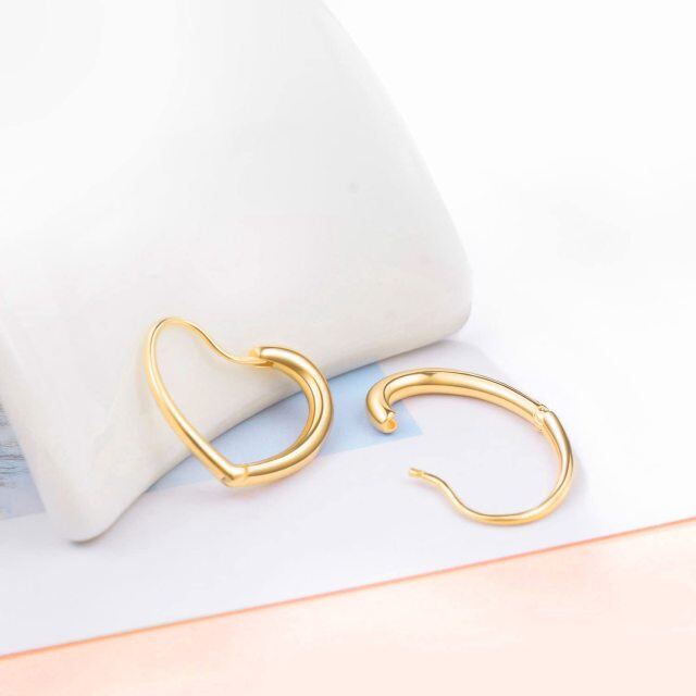 Sterling Silver with Yellow Gold Plated Heart Hoop Earrings-3