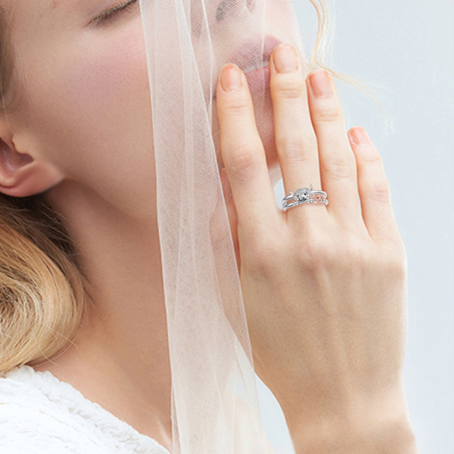 Bague en argent sterling avec gravure personnalisée bicolore en forme de vache des Highlands-1