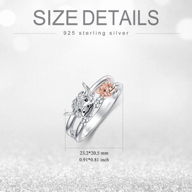 Zweifarbiger Ring aus Sterlingsilber mit personalisierter Gravur „Highland Cow“-4