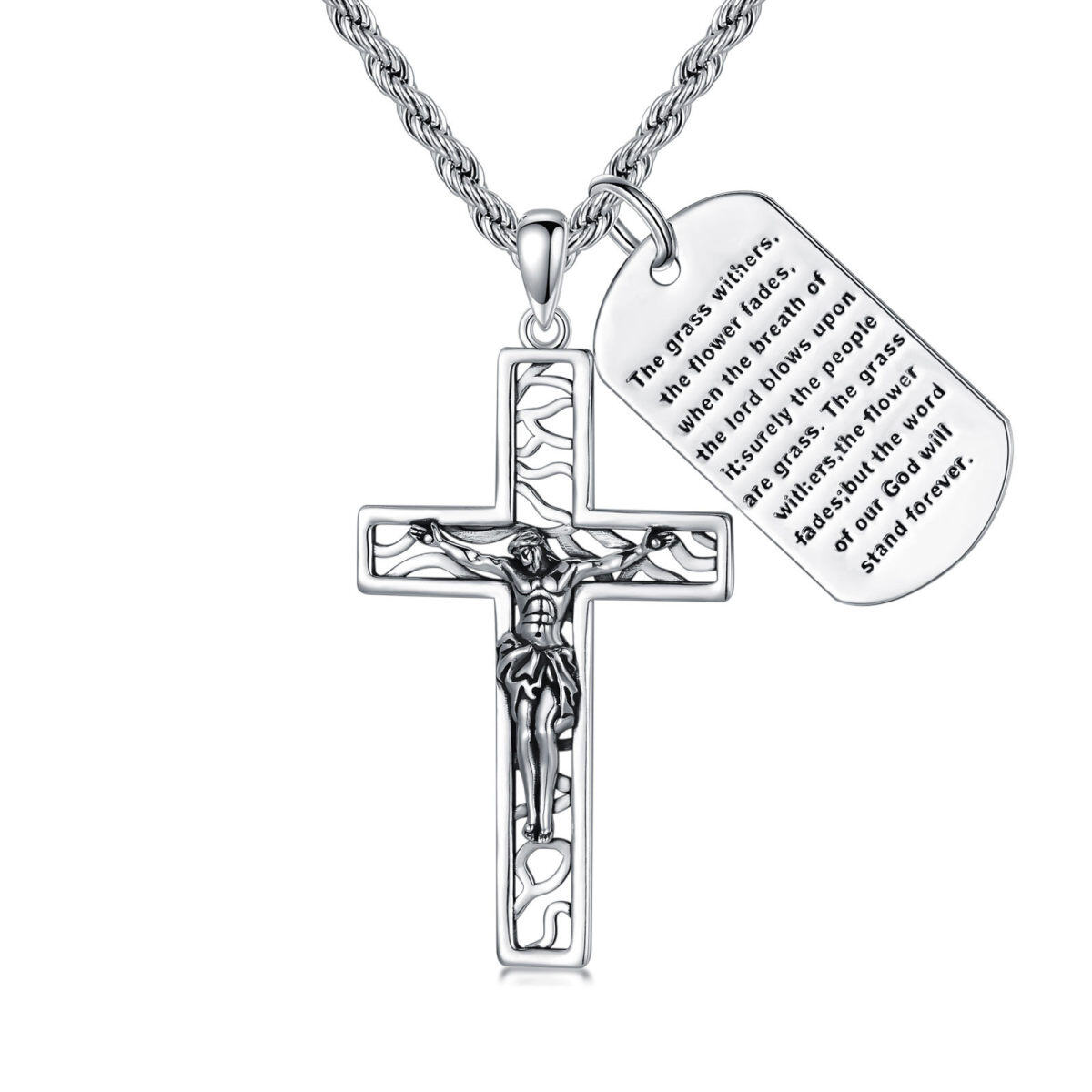 Sterling Silver Cross Pendant Necklace for Men-1