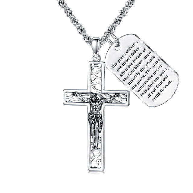Sterling Silver Cross Pendant Necklace for Men-0