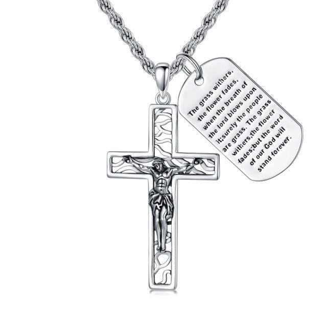 Collier en argent sterling avec pendentif en forme de croix pour hommes-0