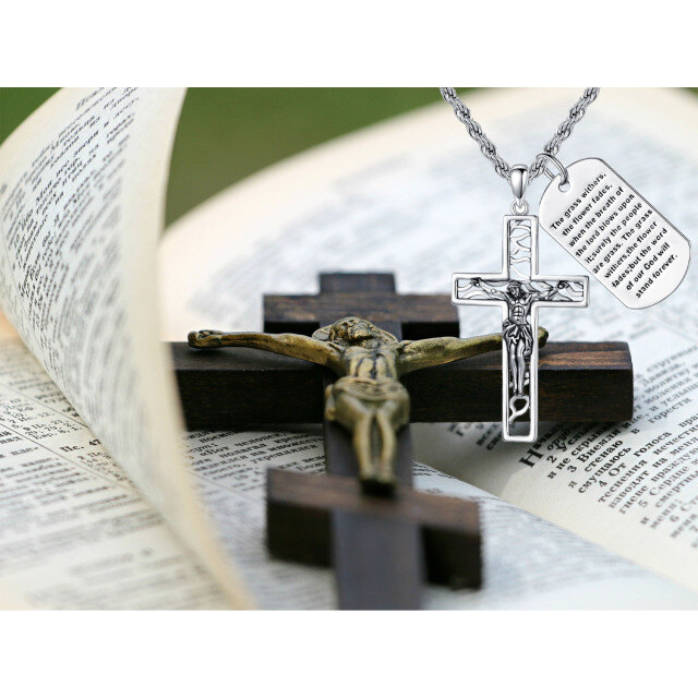 Sterling Silver Cross Pendant Necklace for Men-4