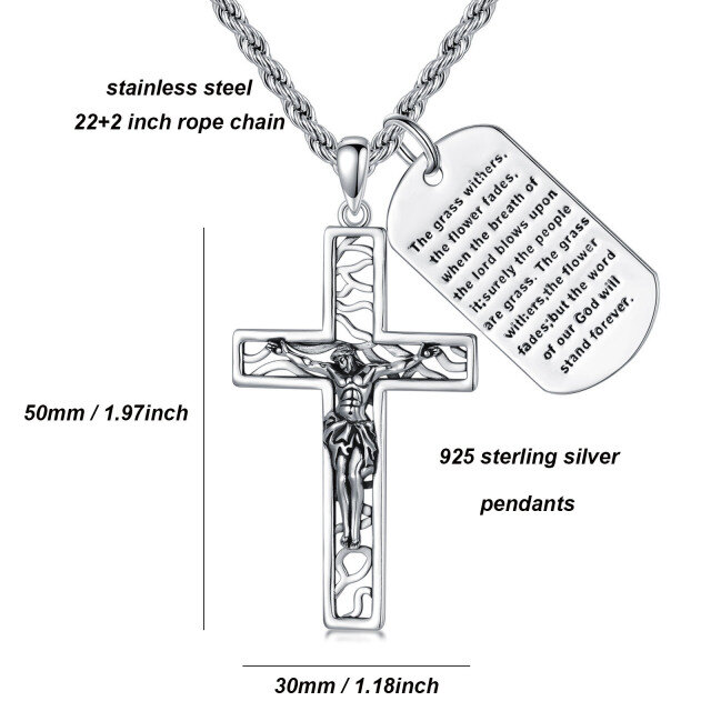 Sterling Silver Cross Pendant Necklace for Men-6