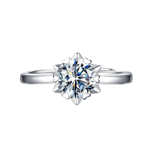 Sterling Silver Circular Shaped Moissanite Engagement Ring
