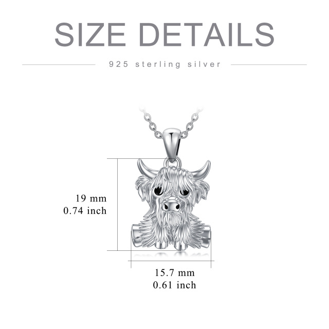 Sterling Silver Highland Cow Pendant Necklace-2