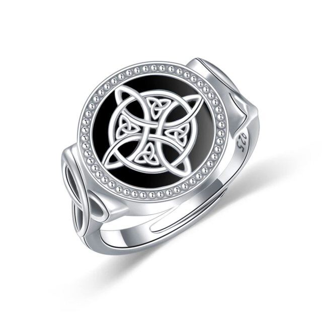 Sterling Silber Türkis Keltischer Knoten & Hexenknoten Ring-0