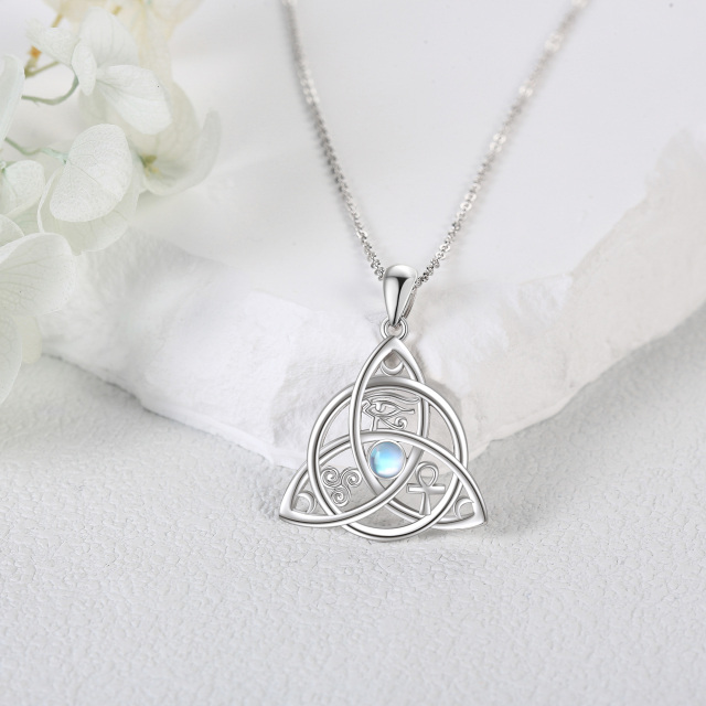 Triquetra Celtic Knot Moonstone Colar Joias de Bruxa Prata Esterlina 925 para Mulheres-2