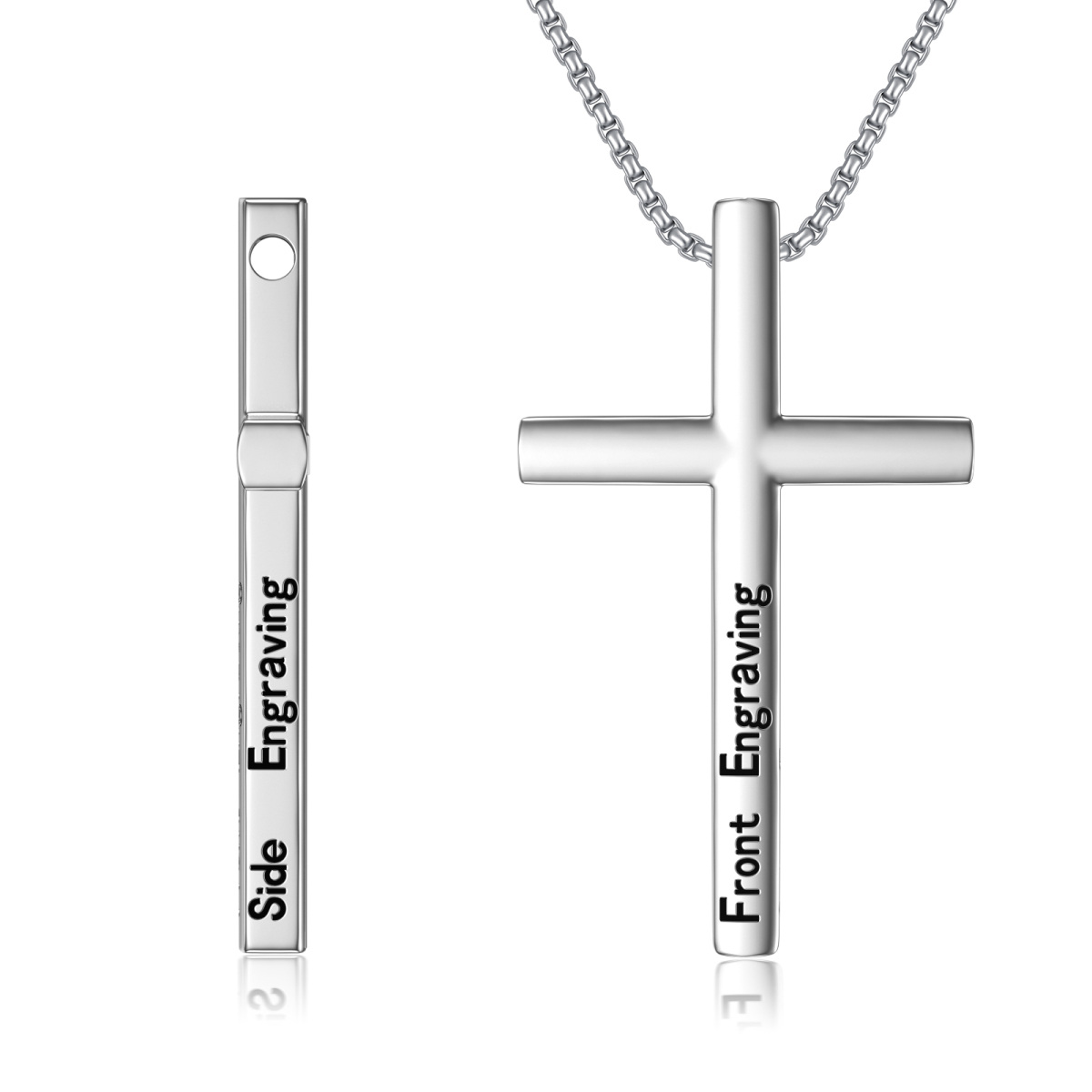 Sterling Silver Personalized Engraving Cross Pendant Necklace-1