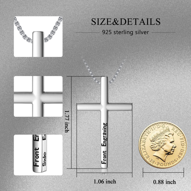 Halskette mit Kreuzanhänger aus Sterlingsilber mit personalisierter Gravur-4