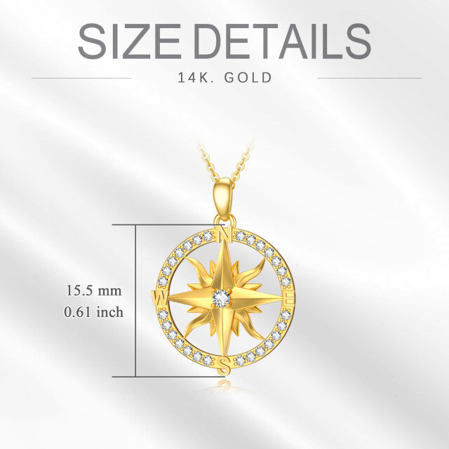 14K Gold Moissanite Compass Pendant Necklace-4