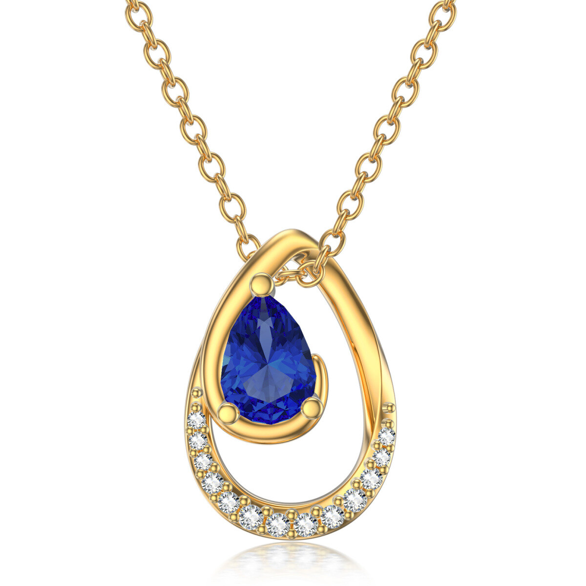 Collier à pendentif rond en or 14K à zircon cubique-1